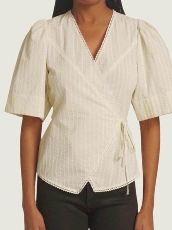 Ganni Tops - Ganni Seersucker Wrap Top